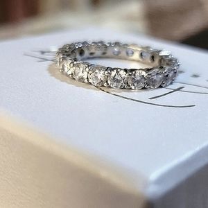 Sterling Silver Ring CZ Stamped 925 Cubic Zirconia Pavé, Size 8, Like New